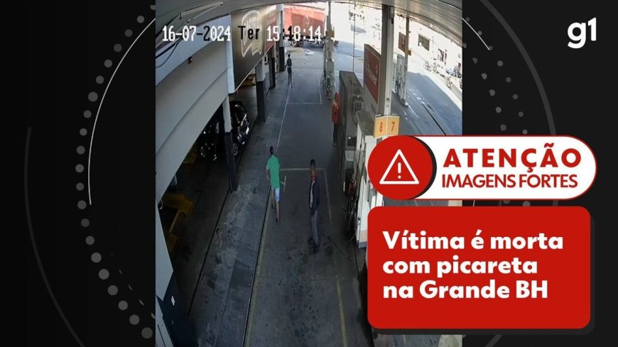 VÍDEO CHOCANTE: Homem é assassinado a golpes de picareta em posto de gasolina